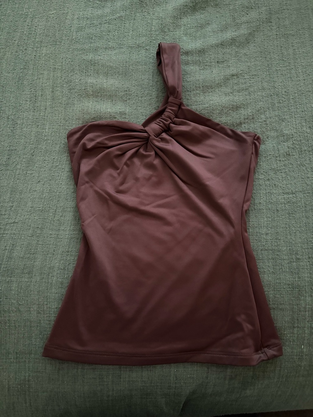 Abercrombie & Fitch One-Shoulder Twist Tank Top in Chocolate Brown